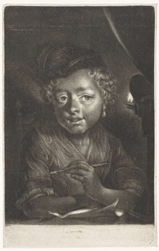 Portret van een meisje, mogelijk Johanna Troost by Cornelis Troost