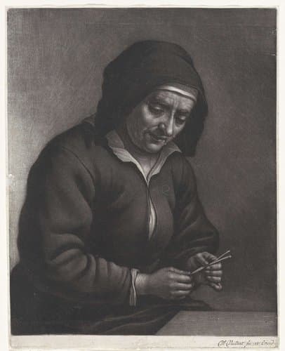 Vrouw aan een tafel by Wallerant Vaillant