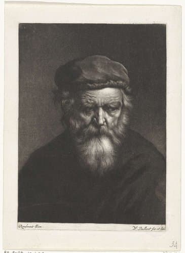Oude man met een baard en een muts by Wallerant Vaillant