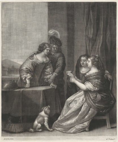 Brieflezende vrouw op een terras by Wallerant Vaillant