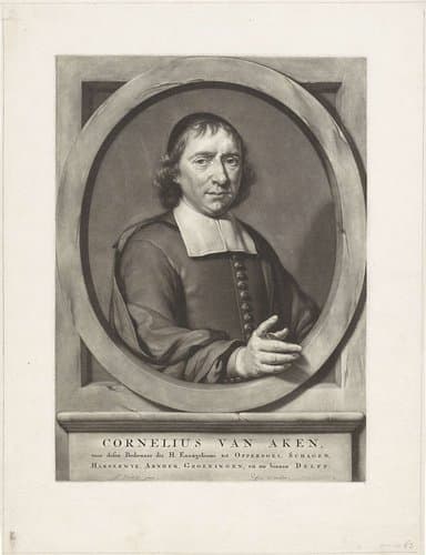 Portret van de predikant Cornelius van Aken by Jan Verkolje (I)