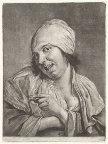 Lachende vrouw (het Gezicht) by Jan Verkolje (I)