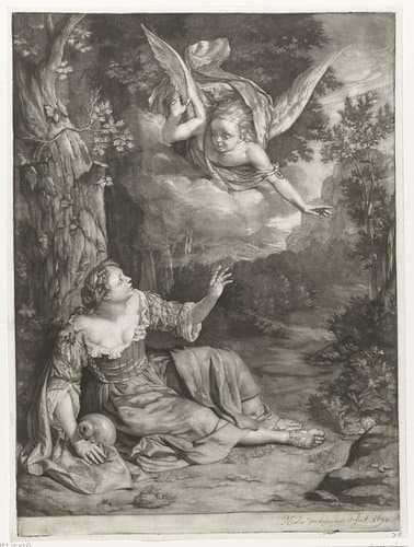 Hagar en Ismaël in de wildernis by Nicolaas Verkolje