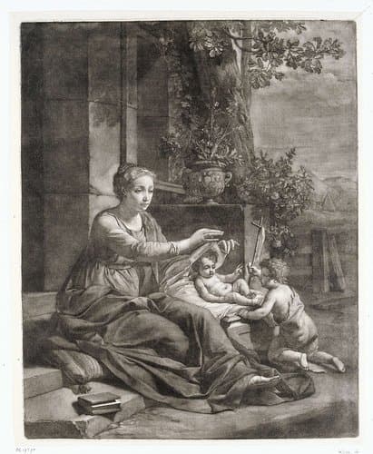 Heilige Familie met Johannes de Doper by Nicolaas Verkolje