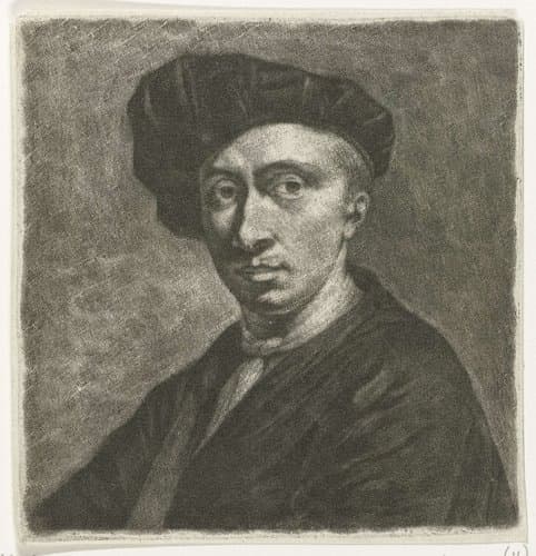 Buste van een jongeman met een baret by Nicolaas Verkolje