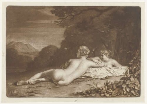 Landschap met twee nimfen by Nicolaas Verkolje