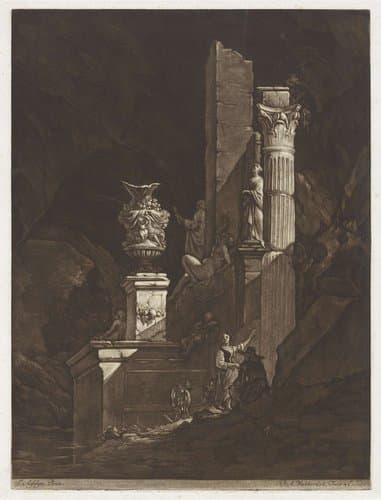 Klassieke ruïnes in een grot by Pieter Anthony Wakkerdak