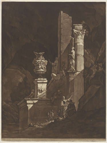 Klassieke ruïnes in een grot by Pieter Anthony Wakkerdak