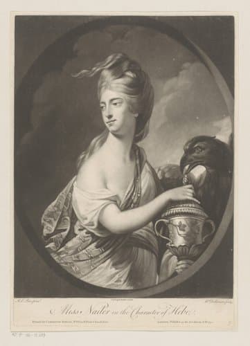 Portret van mevrouw Nailer in de rol van Hebe by William Dickinson