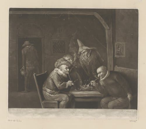Rokende mannen in een herberg by Richard Earlom