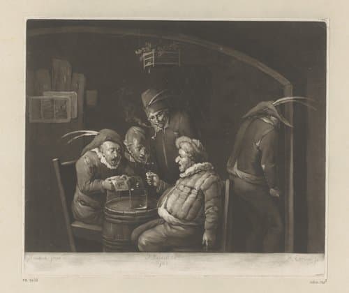 Zingende mannen bij een herberg by Richard Earlom