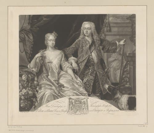 Portret van Anna van Hannover en Willem IV by John Faber (II)