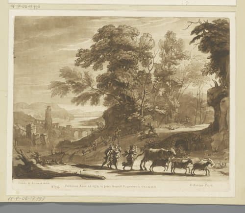 Landschap met veedrijvers en bandieten met zwaarden by Richard Earlom