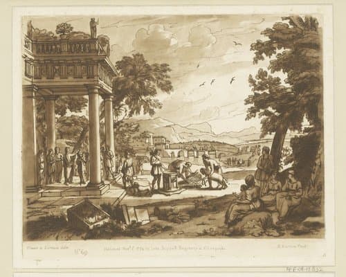 Landschap met portico waar Samuel David zalft by Richard Earlom