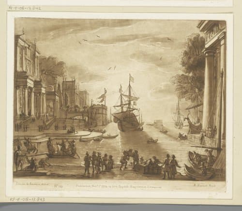 Zeehaven met Odysseus die Chryseïs terugbrengt bij Chryses by Richard Earlom