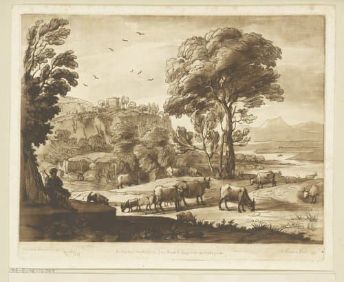 Bergachtig landschap met herder en vee by Richard Earlom