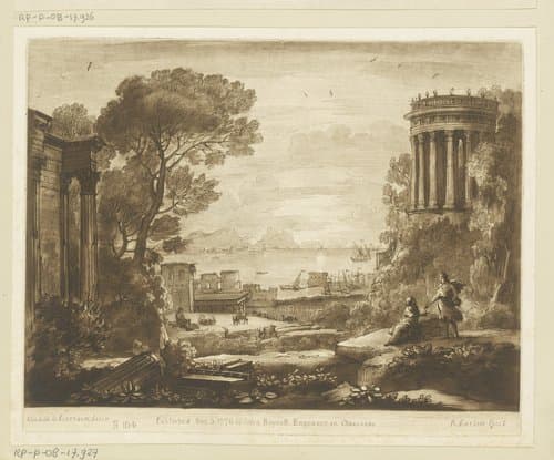 Kustlandschap met Apollo en de Sibille van Cumae by Richard Earlom