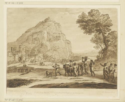 Landschap met gezicht op Delphi en processie by Richard Earlom