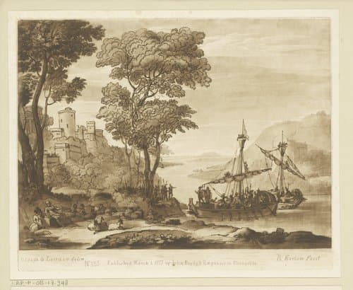 Kustlandschap met aankomst van Aeneas in Pallanteum by Richard Earlom