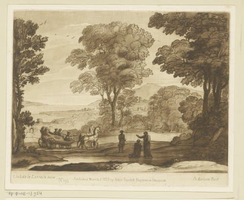 Landschap met Filippus die de eunuch doopt by Richard Earlom