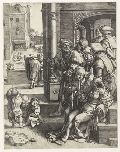The Poet Virgil in a Basket by Lucas van Leyden