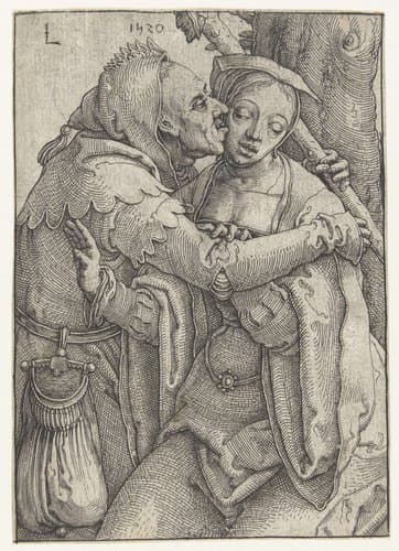 De nar en de jonge vrouw by Lucas van Leyden