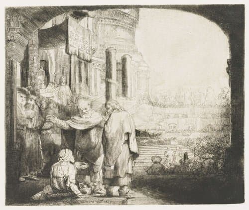 Peter and John healing the cripple at the gate of the temple by Rembrandt van Rijn