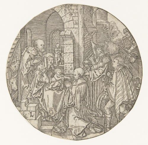 De aanbidding der koningen by Monogrammist L (graveur, Nederland)