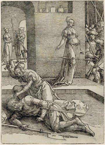 Jaël doodt Sisera by Lucas van Leyden