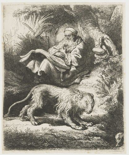 St Jerome reading by Rembrandt van Rijn
