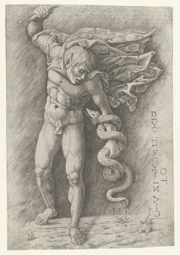 Faun in gevecht met een slang by anonymous