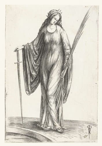 Heilige Catharina met zwaard en palmtak by Jacopo de'Barbari