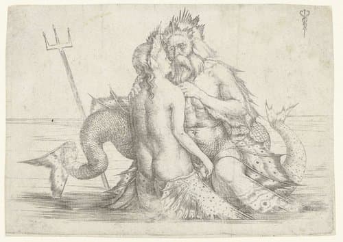 Triton en Nereïde in omhelzing by Jacopo de'Barbari