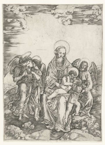 Maria met kind en Johannes de Doper en drie engelen