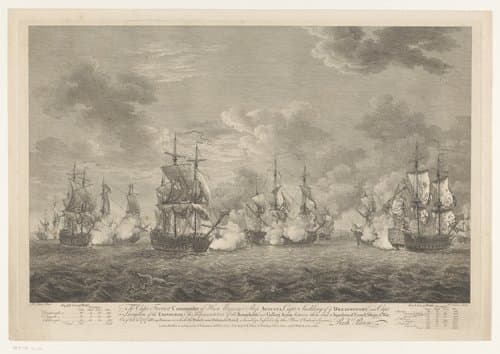 Zeeslag waarbij de Engelse vloot de Fransen verslaat op 21 oktober 1757