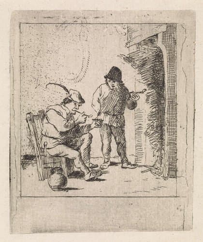 Twee boeren bij de haard by anonymous