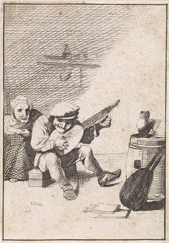 Boer bespeelt de luit by anonymous