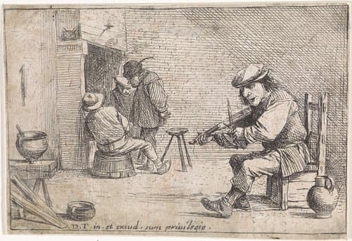 Vioolspelende boer by anonymous