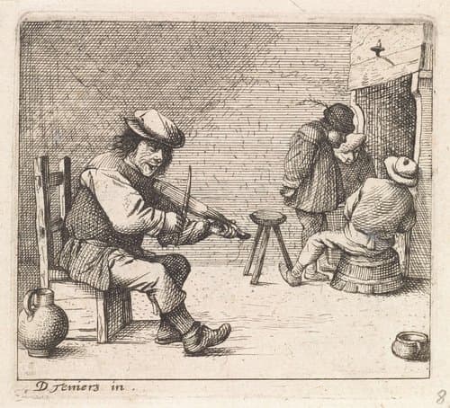 Vioolspelende boer by anonymous
