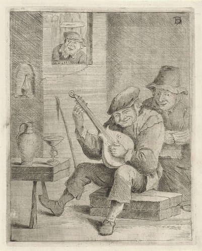 Boer bespeelt de luit by anonymous