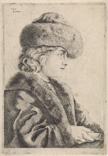 Man met bontmuts by anonymous