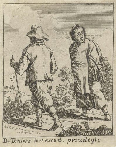 Een boerenpaar op weg by anonymous