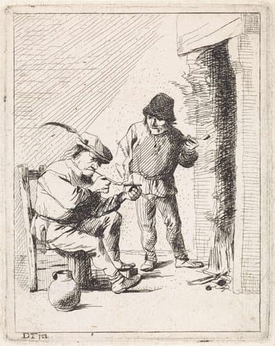 Twee boeren bij de haard by anonymous