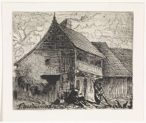Huisje te Auschowitz in Bohemen by Johannes Tavenraat