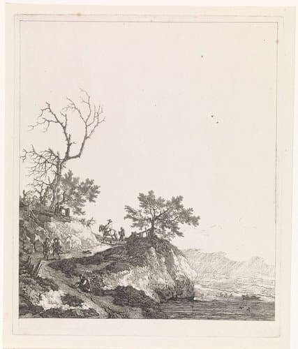 Landschap met reizigers by Barend Hendrik Thier