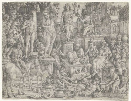 Allegorie op de triomf van de maan (Luna) by Monogrammist PP (graveur)
