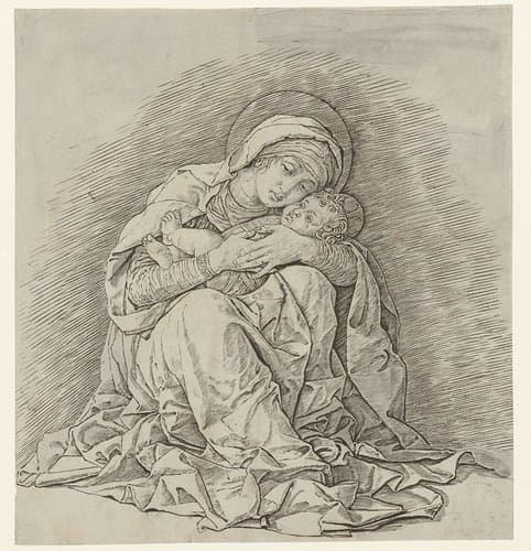 Zittende Maria met kind by Andrea Mantegna