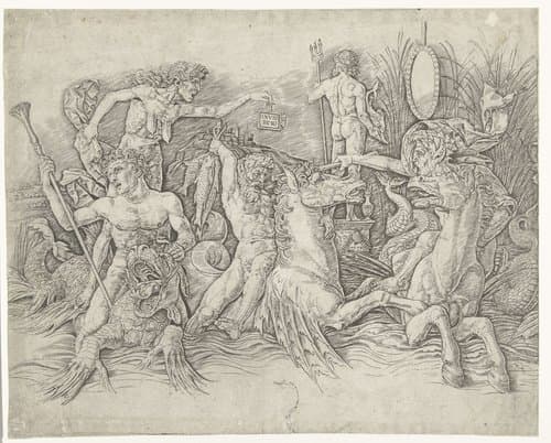 Gevecht van zeegoden by Andrea Mantegna