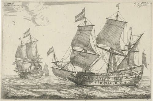 Twee grote oorlogsschepen by Reinier Nooms