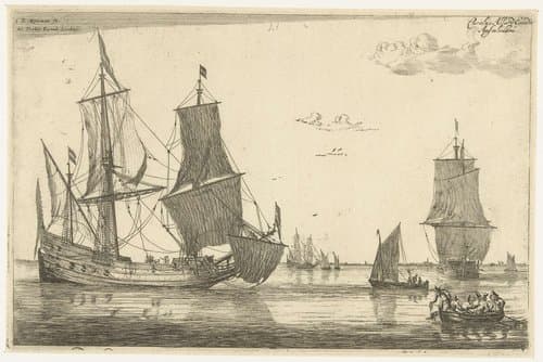 Binnenwater met een fluitschip by Reinier Nooms